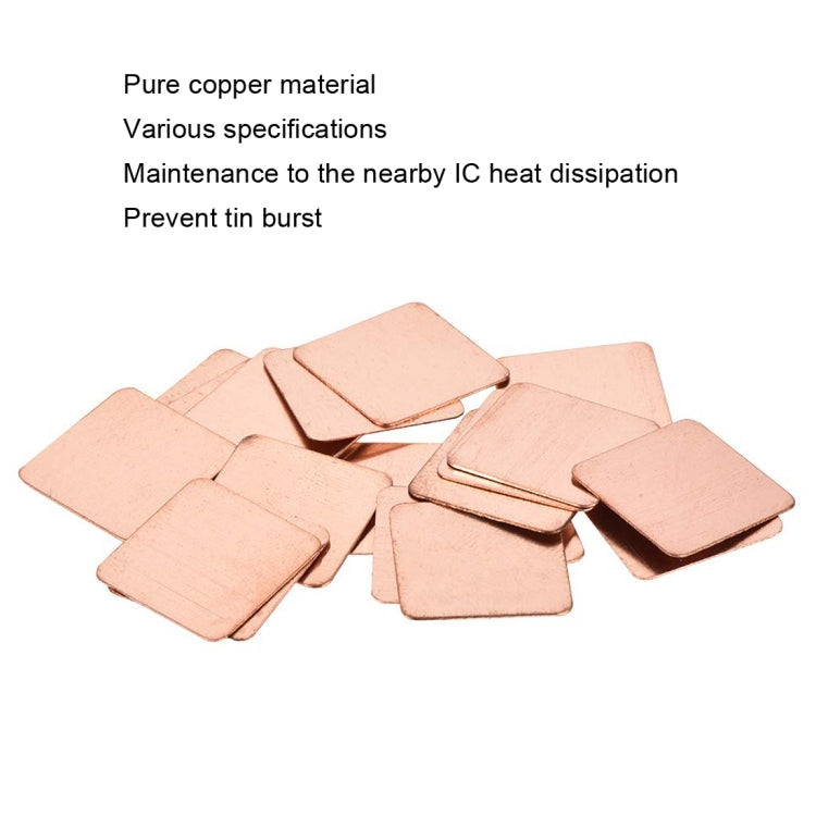 20pcs Laptop Cooling Copper Heat Sink Thermal Conductive Tabs Cell Phone Computer Graphics Card Heat Sinks 20x20x0.8mm - Others by buy2fix | Online Shopping UK | buy2fix