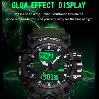 SANDA Green Light Alarm Clock Multifunctional Waterproof Shockproof Transparent Watch(Transparent Black) - Silicone Strap Watches by SANDA | Online Shopping UK | buy2fix