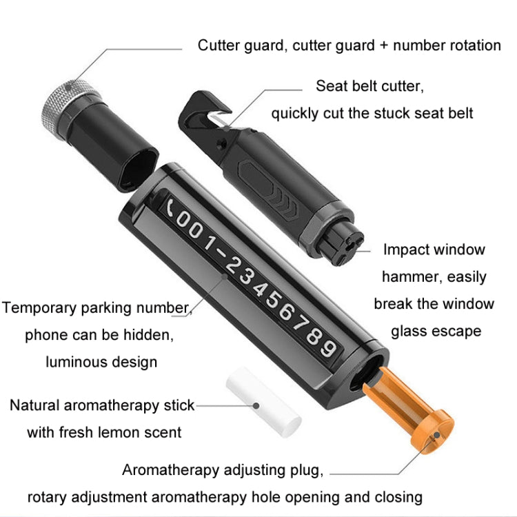 Multifunctional Break Window Mini Safety Hammer Parking Number Plate(Red) - Parking Card by buy2fix | Online Shopping UK | buy2fix