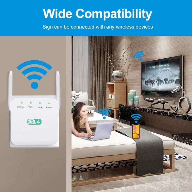 2.4G 300M Wi-Fi Amplifier Long Range WiFi Repeater Wireless Signal Booster US Plug Black - Broadband Amplifiers by buy2fix | Online Shopping UK | buy2fix