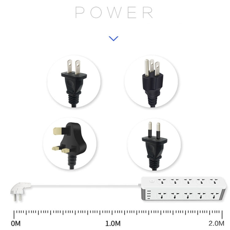 D15 2m 3000W 10 Plugs + PD + 3-USB Ports Vertical Socket With Switch, Specification: EU Plug - Extension Socket by buy2fix | Online Shopping UK | buy2fix