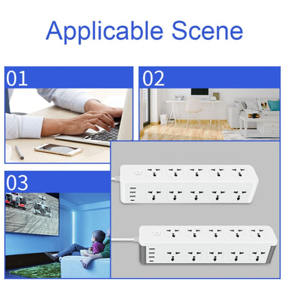 D15 2m 3000W 10 Plugs + PD + 3-USB Ports Vertical Socket With Switch, Specification: Three-pin US Plug - Extension Socket by buy2fix | Online Shopping UK | buy2fix