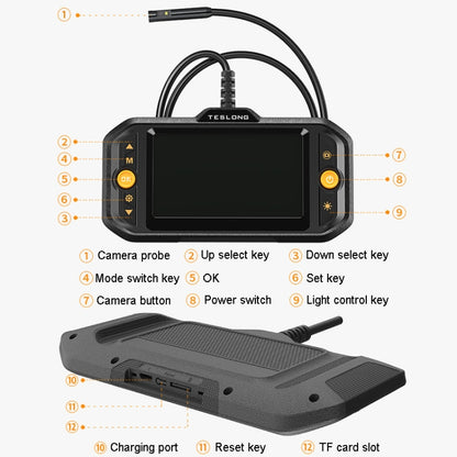 Teslong TS43S HD Camera Probe 4.3 Inch Screen All-In-One Industrial Borescope Auto Repair Tools, Specification: 7.9mm Three Lens -  by Teslong | Online Shopping UK | buy2fix