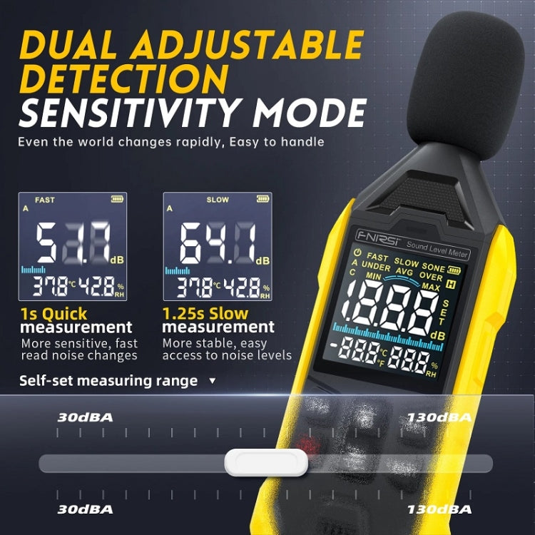 FNIRSI Noise Decibel Meter Home Volume Detector(Yellow) - Light & Sound Meter by FNIRSI | Online Shopping UK | buy2fix