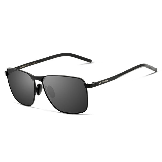 Vintage Square Sunglasses Male UV400 Polarized Lens Sun Glasses(Black) - Outdoor & Sports by buy2fix | Online Shopping UK | buy2fix