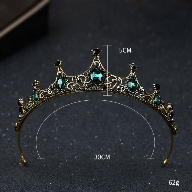 Vintage Small Baroque Green Crystal Tiaras Crowns for Women Girls Bride Wedding Hair Jewelry Accessories as show - Head Bands by OEM | Online Shopping UK | buy2fix