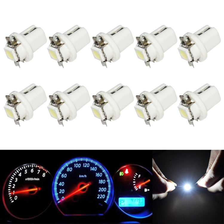 10 PCS T8.5 5050 Led 1 SMD Car Gauge Dash Bulb Dashboard Instrument Light Wedge Interior Lamp(White) - Instrument Lights by buy2fix | Online Shopping UK | buy2fix