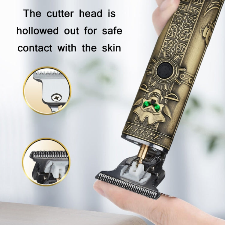 sh-1726 Vintage Pirate Skull Engraved USB Electric Clipper - Hair Trimmer by buy2fix | Online Shopping UK | buy2fix