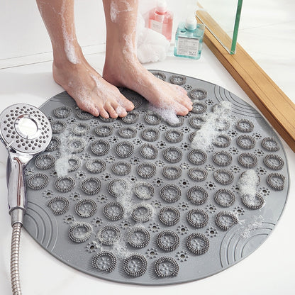 Bathroom Anti-slip Round Mat Suction Cup Massage Foot Pad(Gray) - Bath Mats by buy2fix | Online Shopping UK | buy2fix