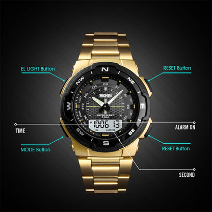 SKMEI 1370 Multifunctional Men Outdoor Sports Noctilucent Waterproof Stainless Steel Digital Wrist Watch (Rose Gold) - Sport Watches by SKMEI | Online Shopping UK | buy2fix