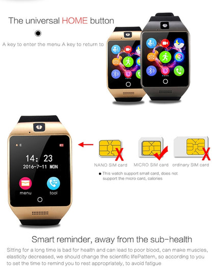 Q18S 1.54 inch IPS Screen MTK6260A Bluetooth 3.0 Smart Watch Phone, Pedometer / Sedentary Reminder / Sleeping Monitor  / Anti-Loss / Remote Camera / GSM / 0.3M Camera (White + Silver) - Smart Wear by buy2fix | Online Shopping UK | buy2fix