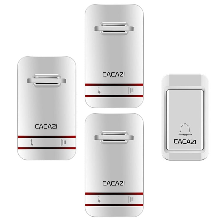 CACAZI V027G One Button Three Receivers Self-Powered Wireless Home Kinetic Electronic Doorbell, UK Plug - Security by CACAZI | Online Shopping UK | buy2fix