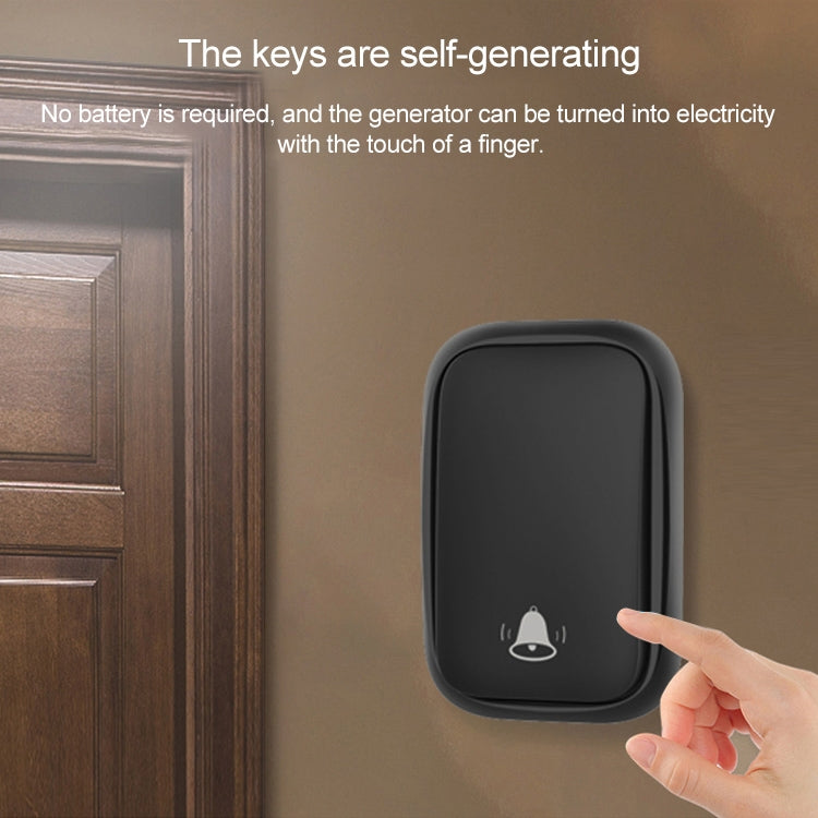 CACAZI FA86 Self-Powered Smart Home Wireless Doorbell, US Plug(Black) - Security by CACAZI | Online Shopping UK | buy2fix