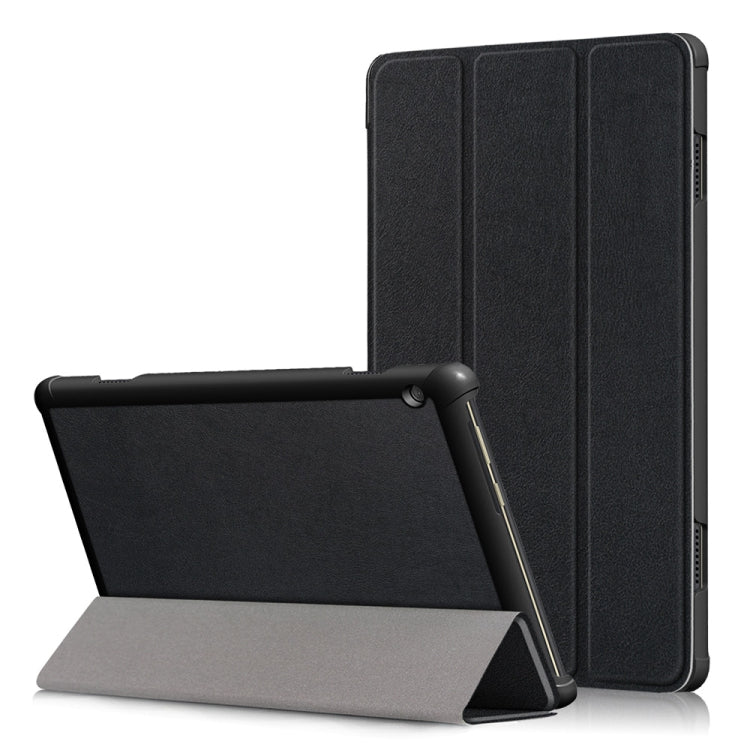 3-folding Custer Texture Deformation Flip Leather Case for Lenovo Tab M10 TB-X605F / X505F(Black) - For Lenovo by buy2fix | Online Shopping UK | buy2fix