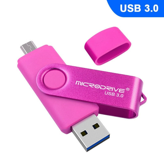 MicroDrive 16GB USB 3.0 Android Phone & Computer Dual-use Rotary Metal U Disk (Pink) - USB Flash Drives by MicroDrive | Online Shopping UK | buy2fix