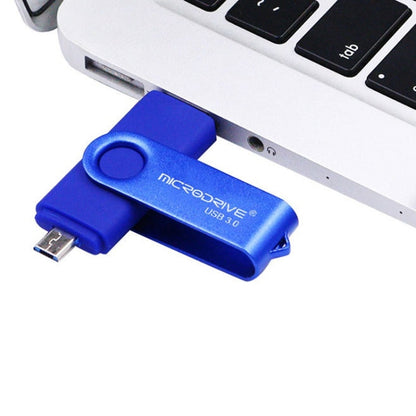 MicroDrive 16GB USB 3.0 Android Phone & Computer Dual-use Rotary Metal U Disk (Blue) - USB Flash Drives by MicroDrive | Online Shopping UK | buy2fix