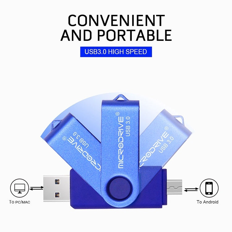 MicroDrive 16GB USB 3.0 Android Phone & Computer Dual-use Rotary Metal U Disk (Purple) - Computer & Networking by MicroDrive | Online Shopping UK | buy2fix