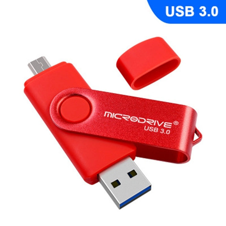 MicroDrive 16GB USB 3.0 Android Phone & Computer Dual-use Rotary Metal U Disk (Red) - USB Flash Drives by MicroDrive | Online Shopping UK | buy2fix