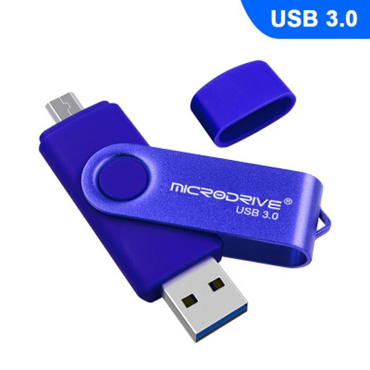 MicroDrive 32GB USB 3.0 Android Phone & Computer Dual-use Rotary Metal U Disk (Blue) - USB Flash Drives by MicroDrive | Online Shopping UK | buy2fix