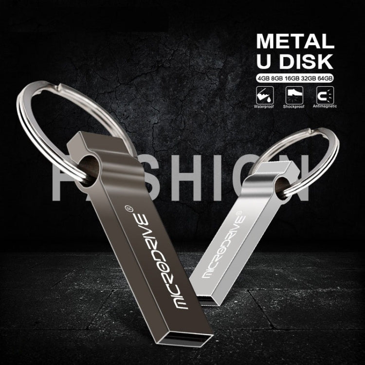 MicroDrive 128GB USB 2.0 Metal Keychain U Disk (Grey) - USB Flash Drives by MicroDrive | Online Shopping UK | buy2fix