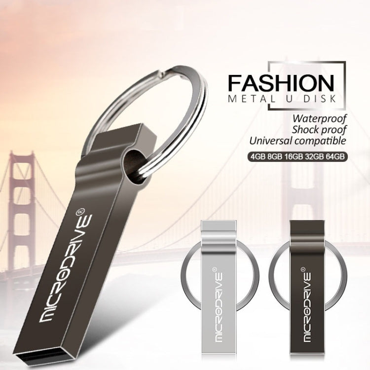 MicroDrive 128GB USB 2.0 Metal Keychain U Disk (Grey) - USB Flash Drives by MicroDrive | Online Shopping UK | buy2fix