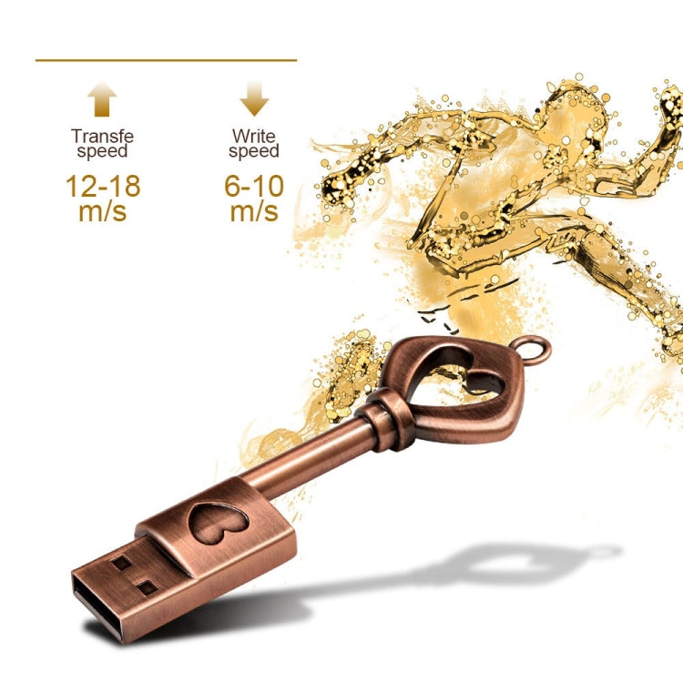 MicroDrive 16GB USB 2.0 Copper Love Key U Disk - USB Flash Drives by MicroDrive | Online Shopping UK | buy2fix